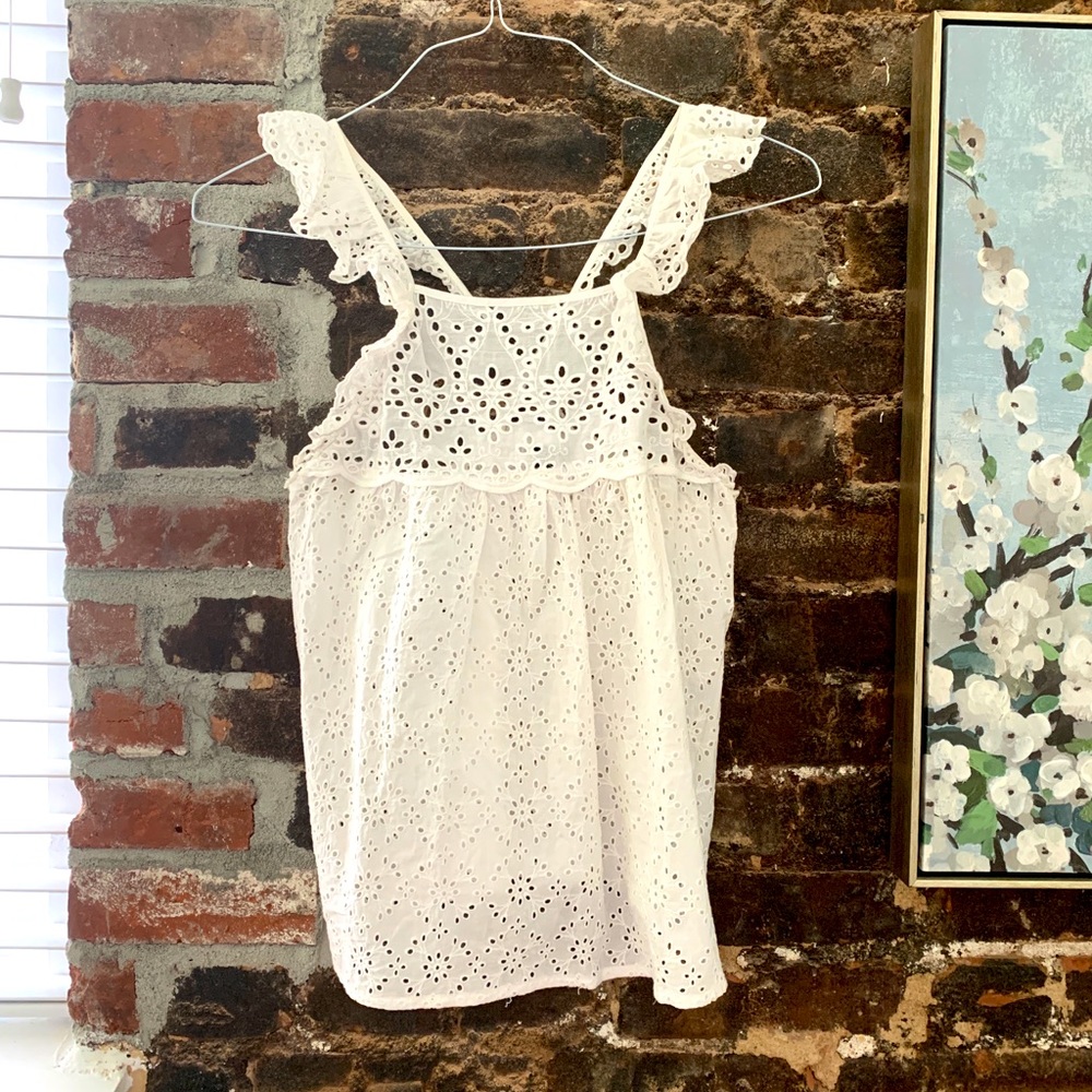 Anthropologie Ruffle Eyelet Top